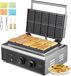 Vevor Commercieel Wafelijzer 1550W 10 Rechthoekige Wafels Zilver