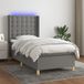 Maison Exclusive - Boxspringbed met matras en LED-verlichting, donkergrijs, 90x190 cm, textiel