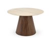 Table à manger ronde plateau marbre travertin et pied bois 120 cm