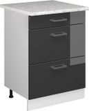 Vicco R-Line Keukenonderkast – 60 cm met laden, met marmeren werkblad Antraciet Hoogglans