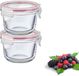 Unyqoos® Ronde glazen vershouddozen set voor vriezer en oven met clipdeksel
