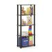 Furinno 5-laags multifunctioneel rek met vierkante buizen, hout, Frans eiken grijs/zwart, 29,46 x 59,94 x 145,8 cm