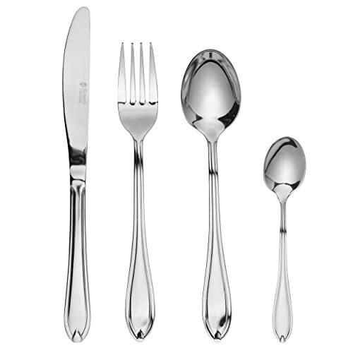 Russell Hobbs RH02224EU7 Marseille 24 Piece Cutlery Dinnerware Set, 18/0 Stainless Steel Tableware For 6 Place Settings, 25 Year Guarantee, Includes Knife/Fork/ Dessert Spoon/Teaspoon