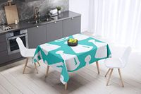 Bonamaison Tafelkleed, Anti-Mold, Sneldrogend, Waterdicht, 100% Polyester Tafellaken, Turkoois, wit, 140 x 140 Cm