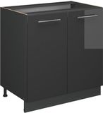 Vicco Keukenonderkast Fame-Line, Antraciet Hoogglans/Antraciet, 80 cm zonder werkblad
