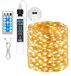 Chaîne lumineuse LED, 20 mètres, blanc chaud, avec télécommande et minuterie