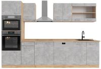 Vicco R-Line Complete keukeneenheid – 300 cm met hoge kast, WB Eik Beton/gouden eik