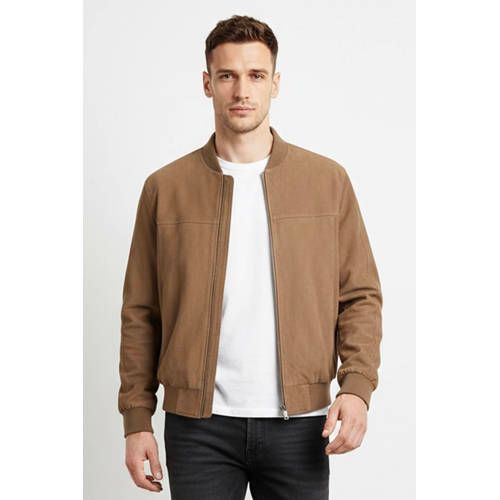 Goosecraft Suede Bomberjack Lichtbruin