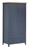 VidaXL Kledingkast Hill 2 deuren 89x50x170 cm Massief Grenenhout Grijs