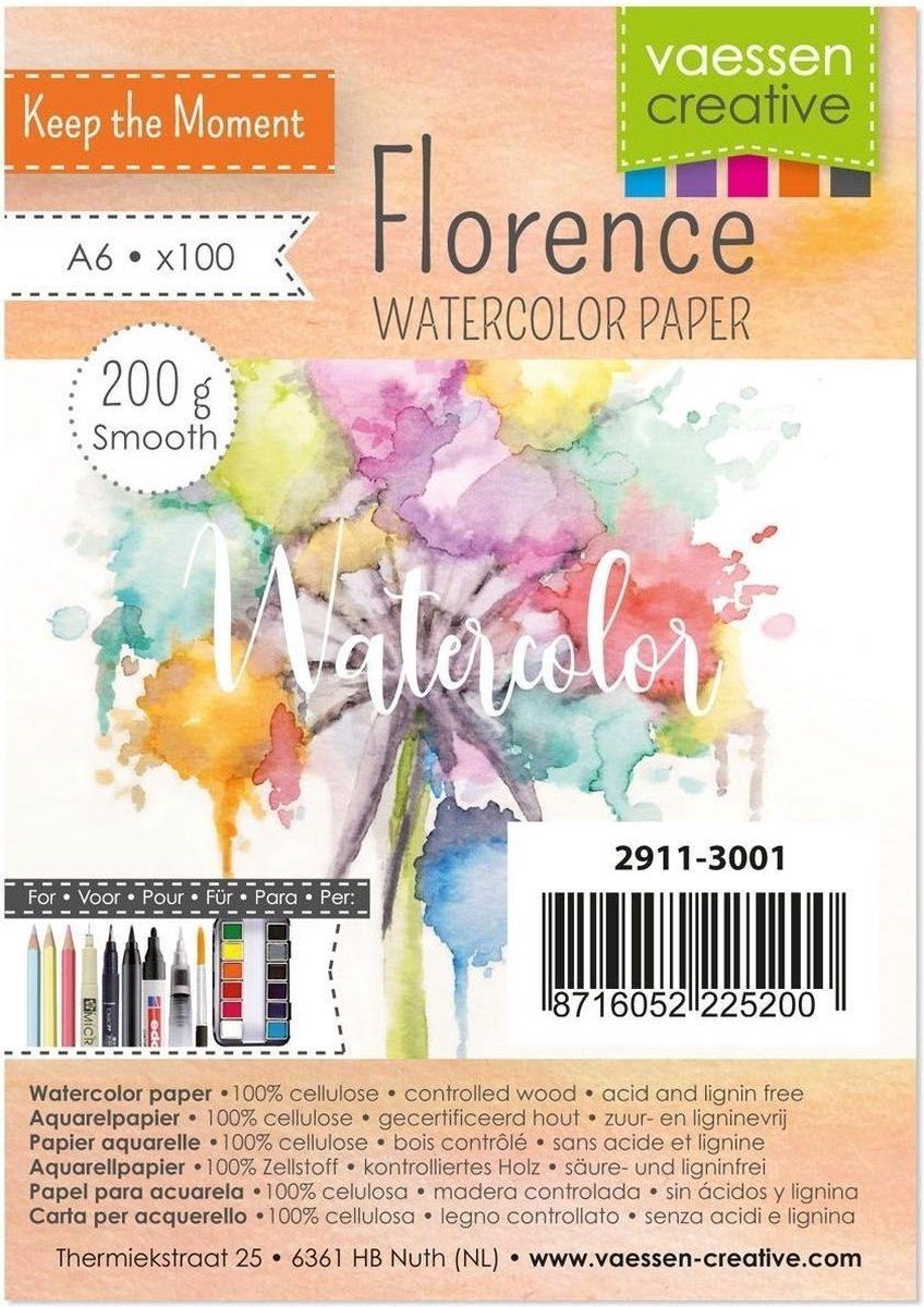 Vaessen Creative Florence Aquarelpapier A6 - 100 vellen - 200 g/m2 - ivoor wit