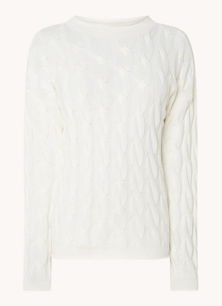 Benetton Kabelgebreide trui met col in kasjmierblend