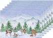 Merkloos Dennenboom herten placemats - Winter thema - Set van 6 - 30 x 49 cm - Wasbaar - Hittebestendig - Antislip