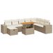 vidaXL 9-delige Loungeset met Kussens, Poly Rattan, Beige