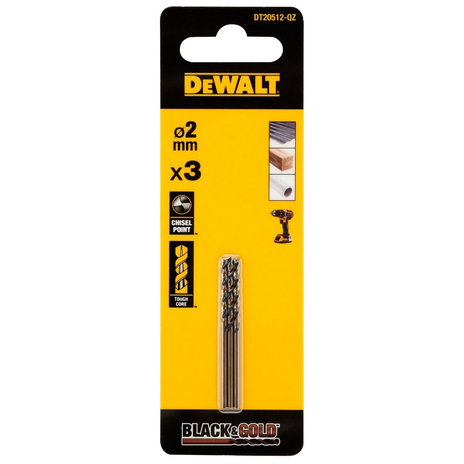 DT20512 EXTREME™ Black&Gold Metal Drill Bit 2mm