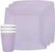Santex Feest/Verjaardag Servies Set - 20x Bordjes en Bekertjes - Lila Paars - Karton