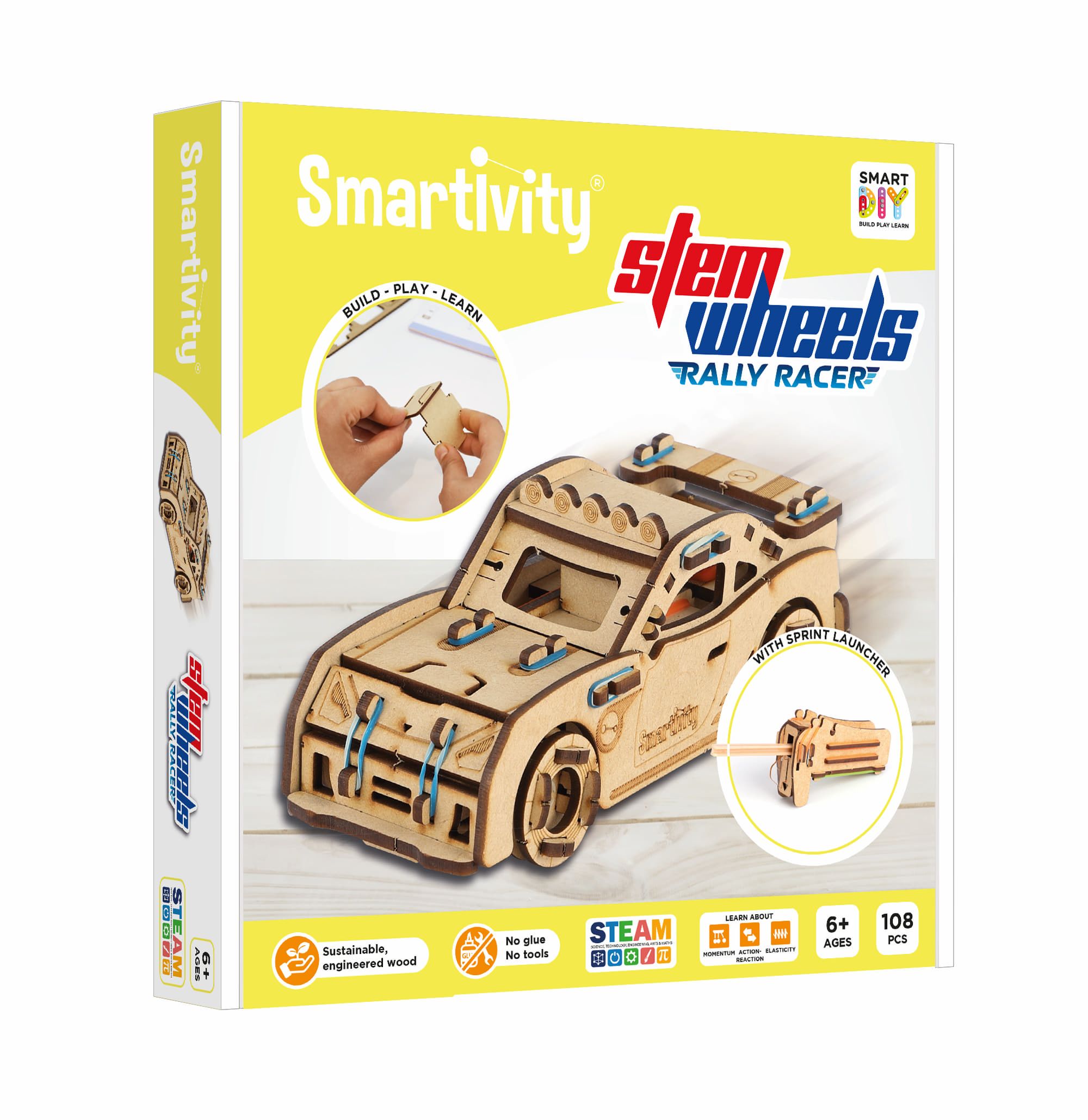 Smartivity Stemwheels Rally Racer Building Set - Wood - 108 Pieces - STEM Toy