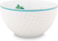 Pip Studio Jolie Flowers dots Gold kom - ontbijtkom - gouden stippen