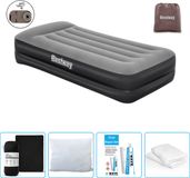Bestway luchtbed - 1-Persoons - 97 x 191 x 46 cm - Grijs - Inclusief pomp - Hoeslaken - Kussen - Kussenbeschermer en Reparatieset