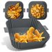 GlasFlength Siliconen inzetstuk voor heteluchtfriteuse, vierkant, grijs, herbruikbare siliconen accessoires voor heteluchtfriteuse, oven, magnetron