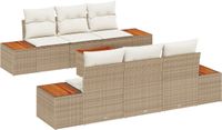 vidaXL - Tuinbank - Set - 7 - st - Beige - Poly - rattan