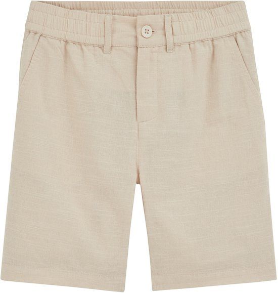 WE Fashion Jongens regular fit short met elastische tailleband - Beige - Maat 146