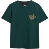 Superdry Tokyo Narrative relaxed T-shirt Dames Katoen Ronde hals Korte mouw Enamel Green Maat 12