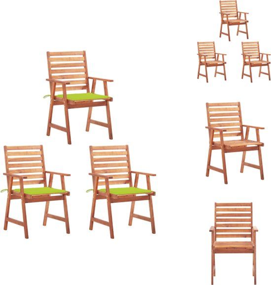 vidaXL Tuinstoel - Acaciahout - Groen - Met Armleuning & Kussen - 92 cm