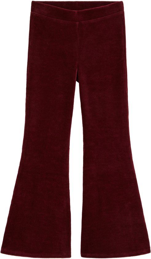 WE Fashion Meisjes velvet flared legging - Burgundy red - Maat 104