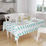 Bonamaison Tafelkleed, Anti-Mold, Sneldrogend, Waterdicht, 100% Polyester Tafellaken, Turkoois, wit, 140 x 160 Cm