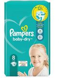 Pampers Babyluiers maat 8 (17 kg+), babydroog, extra groot, verpakking van 18, enkele verpakking, tot 12 uur allround lekbescherming