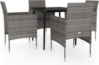 vidaXL 5-delige Tuinset met kussens grijs en zwart