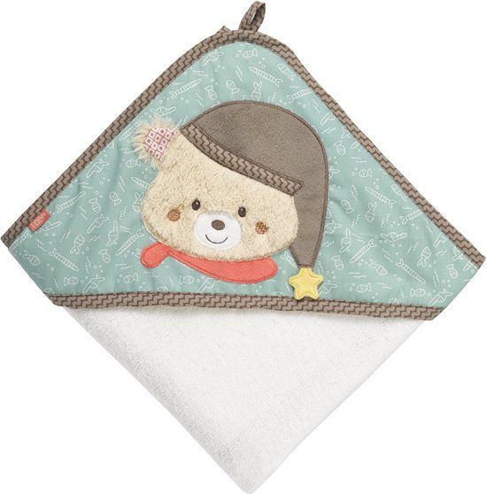 Fehn Babybadcape Met Capuchon Bruno Beer 80 Cm - Crème