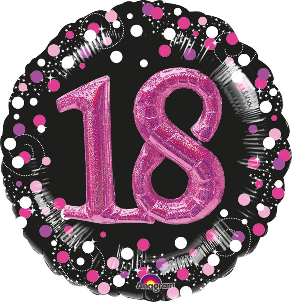 Amscan Folieballon Happy 18 Birthday 91 Cm Helium Zwart/roze