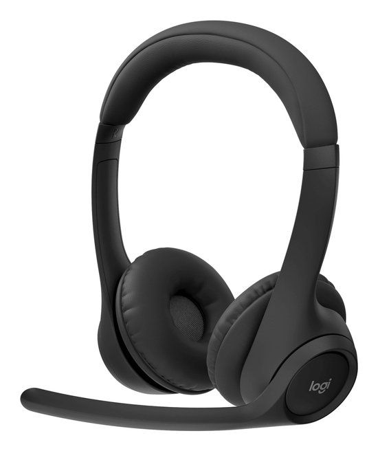 Logitech Zone 300 Draadloze Bluetooth-headset met ruisonderdrukkende microfoon, compatibel met Windows, Mac, Chrome, Linux, iOS, iPadOS, Android, zwart