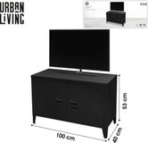 Urban Living "INDUSTRIEL BLACK" TV-meubel van metaal met 2 deuren 100x40xH53 cm