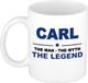 Bellatio Decorations Carl naam cadeau mok - man myth legend - koffiemok - 300 ml - Keramiek - Donkerblauw