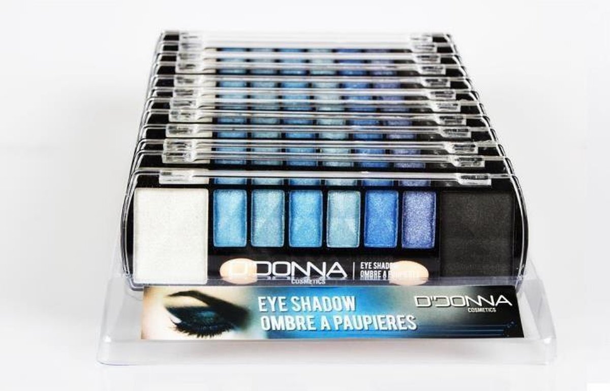 D'donna - Oogschaduw Palette - Space Azul - met lange applicator - 8 kleuren: wit / blauw / zwart - 1 doosje met 10 gram inhoud