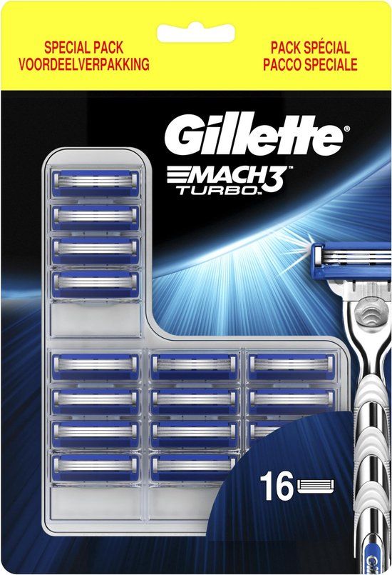Gillette Mach3 Turbo Scheermesjes Mannen - 16 stuks
