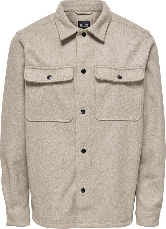 Only & Sons Ash Overhemd - Herenblouse lange mouw - Chinchilla - Maat M - Mannen