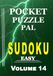 Sudoku Puzzle Book for Adults Pocket Size: Pocket Puzzle Pal, Volume 14, Easy, Puzzles with Solutions, Large 9x9 Puzzle Grids, Adults, Seniors, Teens, Math Games, Brain Games, Great gift