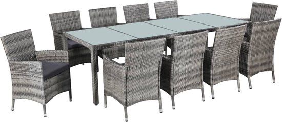 The Living Store Monaco - Rattan Garden Furniture Set - 250x100x74cm - Dark Grey