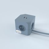 Link2Home Power Cube Blue Power Strip with 4 Sockets, 16A - 2 USB Ports, 3680W