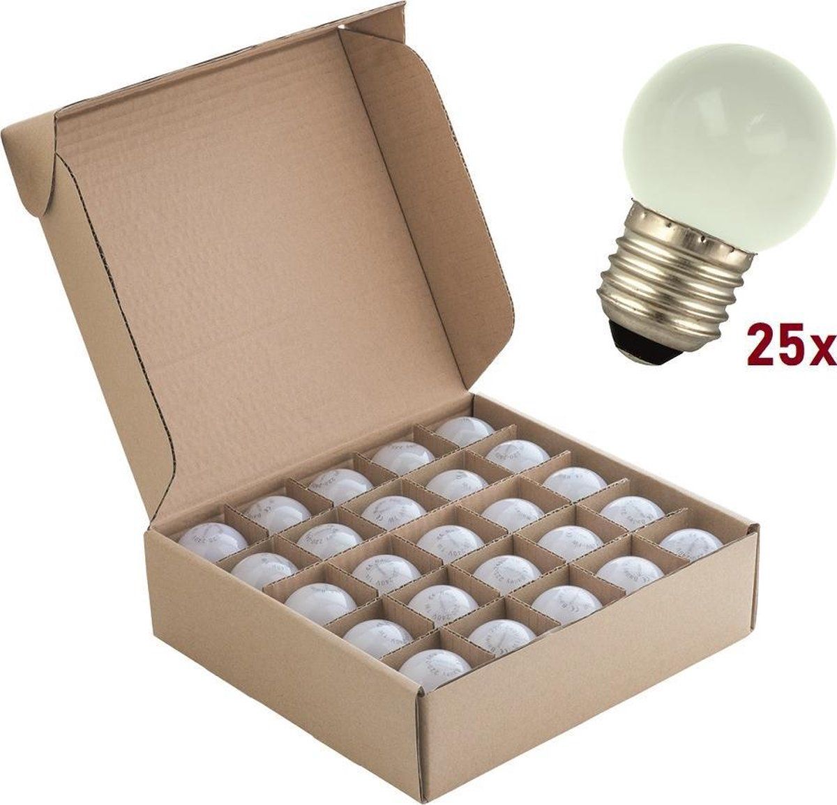 Bailey 25 stuks LED Kogellamp E27 1W 2800K Kunststof