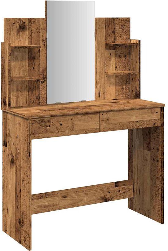 vidaXL Kaptafel met spiegel 96x39x142 cm oud houtkleurig