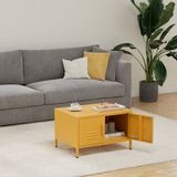 Lendo Online Salontafel - Koffietafel - Bijzettafel - Industriële Kast - Tafel - Table Basse - Woonkamer tafel - Industrieel - Bijzettafeltjes - Dressoir - 68x50x43,5 cm (LxBxH) - Gepoedercoat staal - Metaal - Geel
