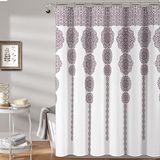 Lush Decor Stripe Medaillon douchegordijn-stof mandala, bohemien, Damask print ontwerp, 183 x 183 cm, paars