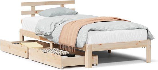 vidaXL Bedframe met lades massief grenenhout 90x200 cm