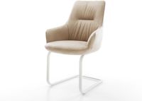 Zelia-Flex Sledestoel met armleuning sledemodel vlak wit microvelours beige vintage pocketveer kern