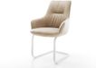 Zelia-Flex Sledestoel met armleuning sledemodel vlak wit microvelours beige vintage pocketveer kern