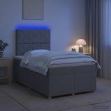 vidaXL Boxspringbed met matras, lichtgrijs, 120 x 200 cm, stof